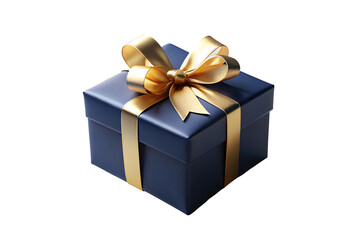 Obraz premium A gold gift box with a red ribbon and bow, isolated for any holiday celebration surprise