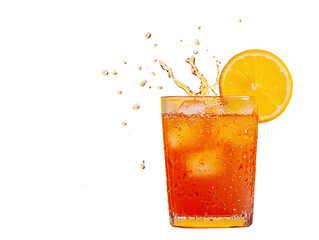 Refreshing drinking splashing beverage cutout background vibrant environment close-up view citrus concept