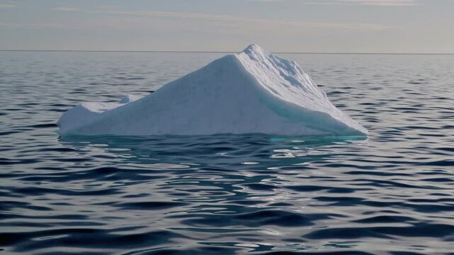 Melting iceberg drifting in ocean, concept of climate change and environmental impact