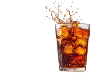 Drinking and splashing ice-cold beverage cutout background studio environment dynamic viewpoint refreshing concept