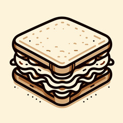 Illustration of a delicious sandwich with layers on a soft background, representing comfort food and indulgence