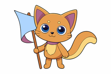 A cute cat vector art in illustration on white background