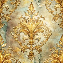 Gold French Damask Metallic Texture