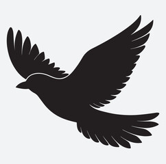 a flying bird silhouette vector art illustration, dove in flight
