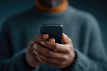 close-up of hands gripping smartphone with thumbs on screen capturing digital dependency