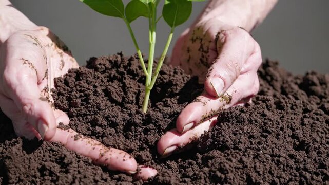 hands holding seedling