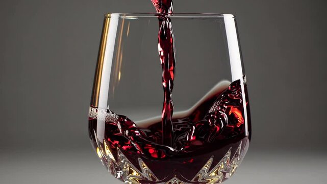 red wine pouring into glass