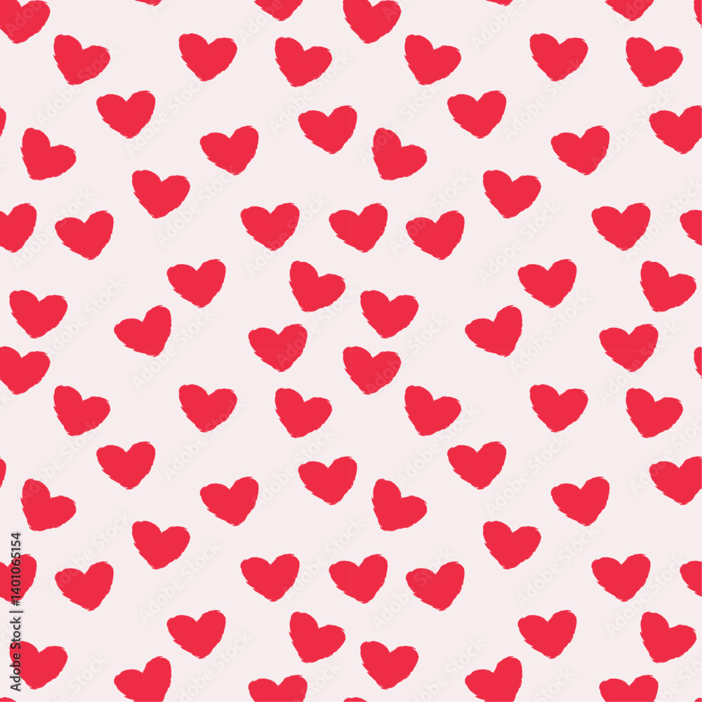 Poster The image features a repeating pattern of red hearts on a light pink background. The hearts are hand-drawn, giving them a slightly irregular and imperfect look.