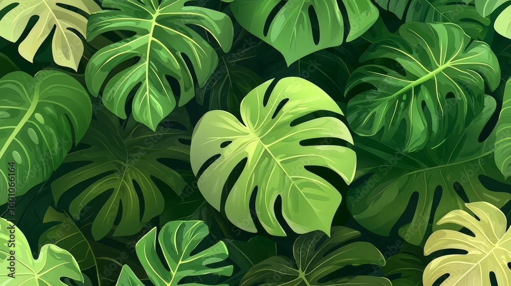 Aufkleber green leafy background with a large green leaf in the foreground. the leaf is large and has a heart 