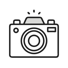 Digital Camera with Lens and Flash Icon Design