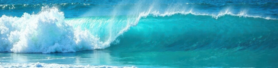 Fototapeta premium Ocean waves with shades of turquoise and blue in the background, blue, sea