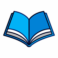 Blue Open Book Icon for Education and Reading