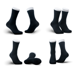 high black socks with various poses and mannequin feet