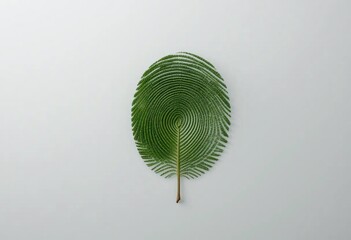 Abstract green leaf blending into fingerprint pattern