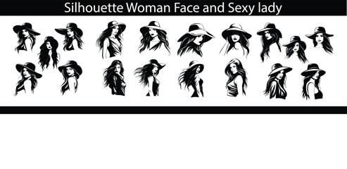 Beautiful Vector Silhouette Woman girl lady Face 