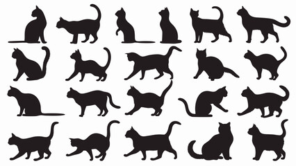 Cat silhouette vector set