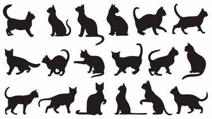 Cat silhouette vector set