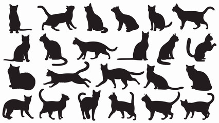 Cat silhouette vector set