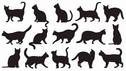 Cat silhouette vector set