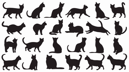 Cat silhouette vector set