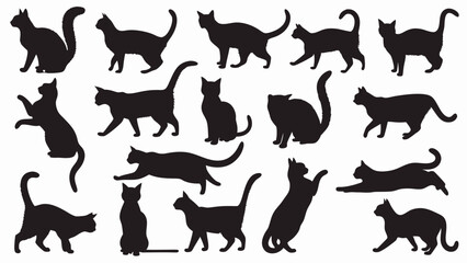 Cat silhouette vector set