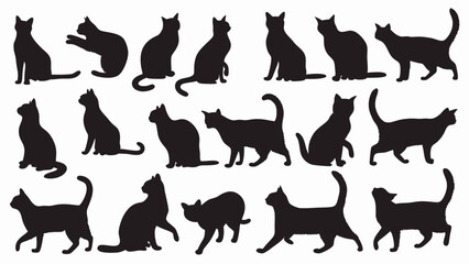Cat silhouette vector set