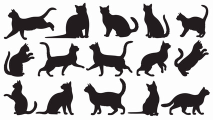 Cat silhouette vector set