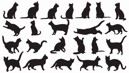 Cat silhouette vector set