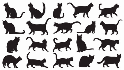 Cat silhouette vector set