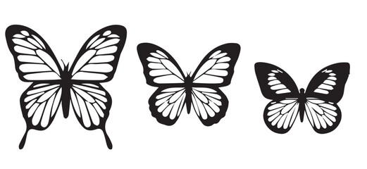 Elegant Butterfly Set – Black and White Line Art