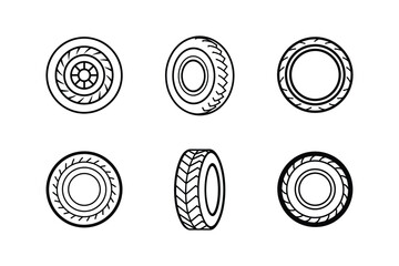 tire tread line art vector illustration