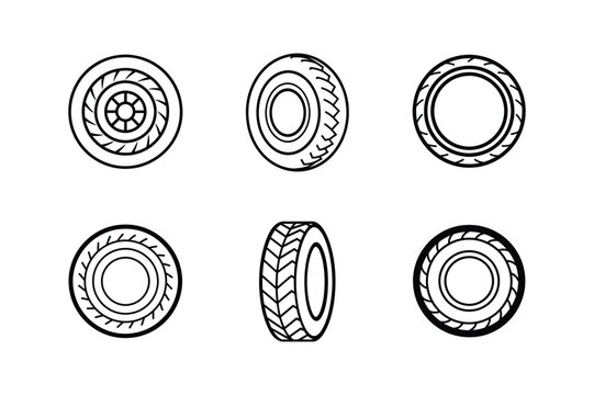 tire tread line art vector illustration