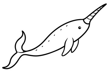 Simple Narwhal Line Drawing © Arjina 