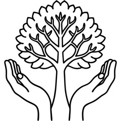 Obraz premium Hands Supporting a Tree Symbolizing Growth and Nurturing 