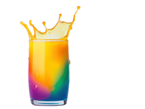 Vibrant juice splashing action studio photography colorful background close-up dynamic drinking experience