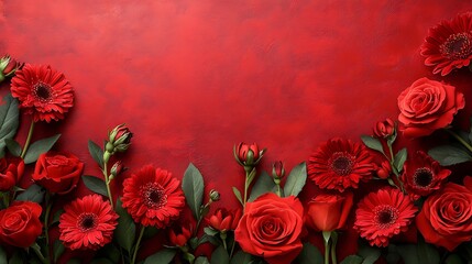 Red Flowers Border Background