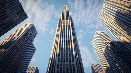 Naklejka premium Pixelated City Skyscraper In Urban Setting