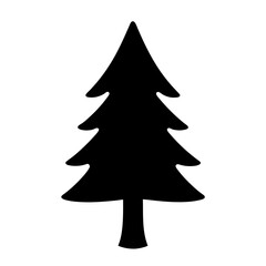 Simple Black Silhouette of a Stylized Evergreen Christmas Tree Shape