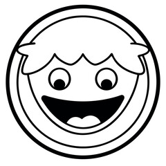 black and white cartoon emoticons expressing happiness.