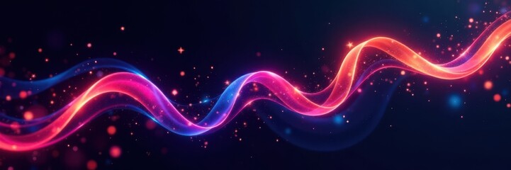 Swirl ribbons with stars on a black background, festive background, Christmas banner