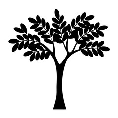 Obraz premium Silhouette of a leafy tree in a minimalist and abstract representation