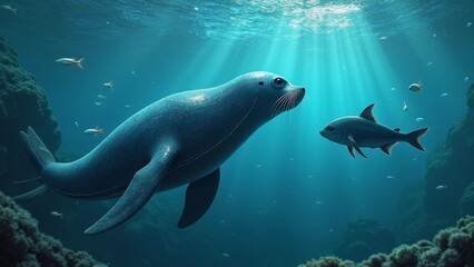 Obraz premium The Wonderful Encounter of Elves in the Sea