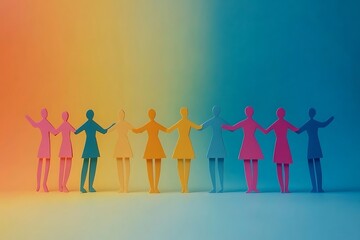 Diverse Women Holding Hands Unity Hopeful Design