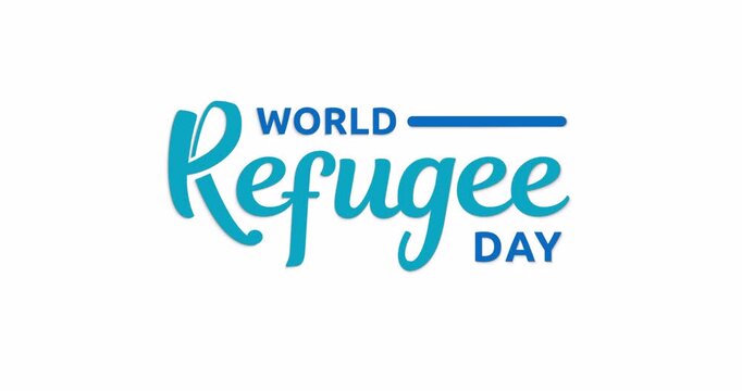 World Refugee Day Handwritten Text Animation with Alpha Channel. Great for Promote awareness and support humanitarian campaigns effectively.