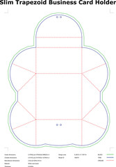 Slim Trapezoid Business Card Holder Die Cut Template With Bleed Trim And Crease Lines