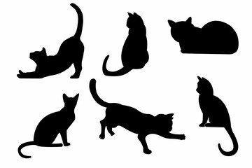 Set of black silhouettes of cats vector illustration 