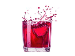 Splashing drink action with cutout background vibrant beverage in clear glass eye-catching environment