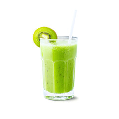 glass of kiwi juice isolated on transparent background