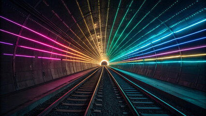 Neon light lines motion background