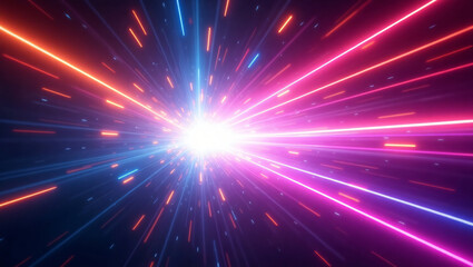 Neon light lines motion background